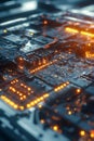 Abstract Dark Circuit Board, Glowing Digital Network Technology Pattern Portrait Images Generative AI Royalty Free Stock Photo