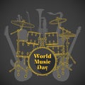 Abstract dark colored international music day poster