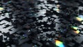Abstract dark cubes grid with holographic reflections, digital data flow background Royalty Free Stock Photo