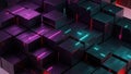Abstract Dark Cubes with Neon Lights Background Royalty Free Stock Photo