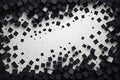 Abstract dark cubes scattered around a bright white empty space Royalty Free Stock Photo