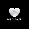 Abstract dark eagle with love shape logo design vector graphic symbol icon illustration creative idea