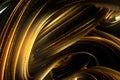 Abstract dark golden background, curved lines meander, modern graphic design. 3D render, 3D illustration. copy space Royalty Free Stock Photo