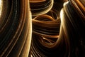 Abstract dark golden background, curved lines meander, modern graphic design. 3D render, 3D illustration. copy space Royalty Free Stock Photo
