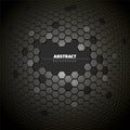 Abstract dark gray background made from hexagons with place for your text and yellow accent