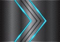 Abstract dark gray blue line light arrow on metal circle mesh design modern luxury futuristic background vector Royalty Free Stock Photo