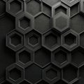 Abstract dark gray hexagonal geometric pattern with deep shadows and subtle texture Royalty Free Stock Photo