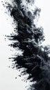 Abstract Dark Gray Smoke Plume with Particles on White Background Royalty Free Stock Photo