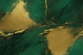 abstract dark green and gold painting on canvas background texture Royalty Free Stock Photo