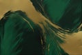 abstract dark green and gold painting on canvas background texture Royalty Free Stock Photo