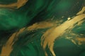 abstract dark green and gold painting on canvas background texture Royalty Free Stock Photo