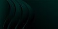 Abstract dark green gradient background waves and folds. 3D illustration
