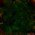 Abstract dark green liquid marbled wall texture backdrop with orange framed faint. Brush strokes season Royalty Free Stock Photo