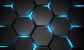 Abstract dark grey blue light technology futuristic hexagon geometric design modern background vector Royalty Free Stock Photo