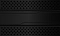 Abstract dark grey metallic black line cyber banner on circle mesh pattern design modern luxury futuristic technology background