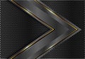 Abstract dark grey metallic gold line arrow speed direction on dark circle mesh design modern luxury futuristic background vector Royalty Free Stock Photo