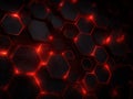 Abstract Dark Hexagonal Grid with Red Glowing Edges Digital Background Royalty Free Stock Photo