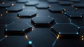 Abstract Dark Hexagonal Network with Glowing Blue and Orange Connections Royalty Free Stock Photo
