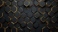 Abstract Dark Hexagonal Pattern with Golden Edges Royalty Free Stock Photo