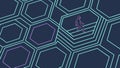Abstract dark hexagonal technology background with a tiny figure, vector design Generative AI Royalty Free Stock Photo