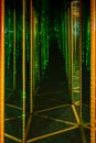 Abstract dark mirror maze with diode light Royalty Free Stock Photo