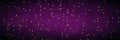 Abstract dark purple vignette with black grunge stains and shiny gold stars and empty lighter central Royalty Free Stock Photo