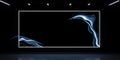 Abstract dark room with a glowing rectangle frame and flowing blue smoke on the edges design Royalty Free Stock Photo