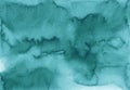 Abstract dark sea green watercolor background texture, hand painted. Artistic liquid emerald backdrop, stains on paper.