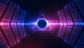 Futuristic Geometric Technology Portal Background: Abstract Data Tunnel and Cyber Security Interface Royalty Free Stock Photo