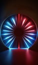 Abstract dark tunnel with blue and red lights. 3d render illustration