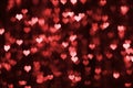 Abstract dark valentine background with red hearts