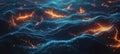 Abstract Dark Wave Glowing Orange And Blue Lights Representing Fiber Optic And Technology Concepts Royalty Free Stock Photo