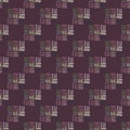 Abstract dash seamless doodle pattern. Pastel multicolor little lines on dark purple background