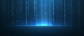 Abstract data background. Tech innovation, blue neon, digital city