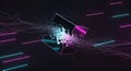 Abstract data cube exploding in neon light Royalty Free Stock Photo