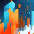 Abstract Data Database Blue Orange Geometric Background Block Graph Datacentre Chart Generative AI