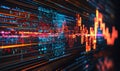 Abstract data Digital visualization of code and graph patterns with redblue color, in deep focus Royalty Free Stock Photo