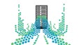 Abstract Data Flow Entering Server with Hexagonal Patterns Royalty Free Stock Photo