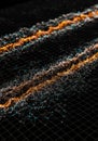 Abstract Data Flow with Orange and Blue Particles Royalty Free Stock Photo