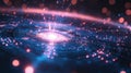 Abstract data flowing in a futuristic quantum network Royalty Free Stock Photo