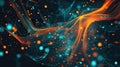 Abstract data flowing neural network glowing particles Royalty Free Stock Photo