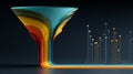 Abstract data funnel with colorful layers and connected nodes representing data analysis and conversion optimization Royalty Free Stock Photo
