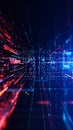 Abstract Data Grid Network Displaying Information and Connection Pathways Through Virtual Digital Space with Blue and Royalty Free Stock Photo