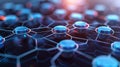 Abstract Data Network Background in Blue Tones with Hexagonal Grid Pattern and Luminous Blue Connections