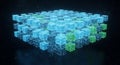 Abstract Data Network Cubes Glowing Digital Information Flow Blockchain Technology Royalty Free Stock Photo