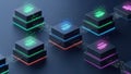 Abstract Data Network: Futuristic Server Nodes Royalty Free Stock Photo