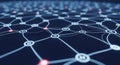 Abstract Data Network with Nodes and Connections on Deep Blue Background, Futuristic Neural Network, Information Royalty Free Stock Photo