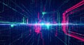 Abstract Data Network Visualization with Glowing Lines and Connections, Digital Space Royalty Free Stock Photo