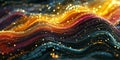Abstract Data Points Connection in Colorful Texture Waves Royalty Free Stock Photo