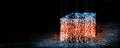 Abstract data processing concept. Cube of binary data zero-one digit glowing Royalty Free Stock Photo